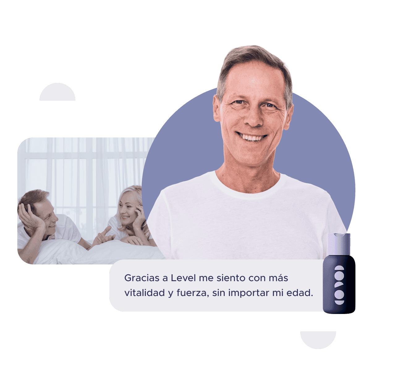 Personas adultas y mayores mejorando su calidad de vida gracias a la terapia de reemplazo hormonal con testosterona biosimilar.